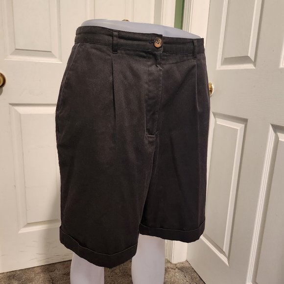 Knee-length Black Cotton Shorts (Petite) - Picture 1 of 3